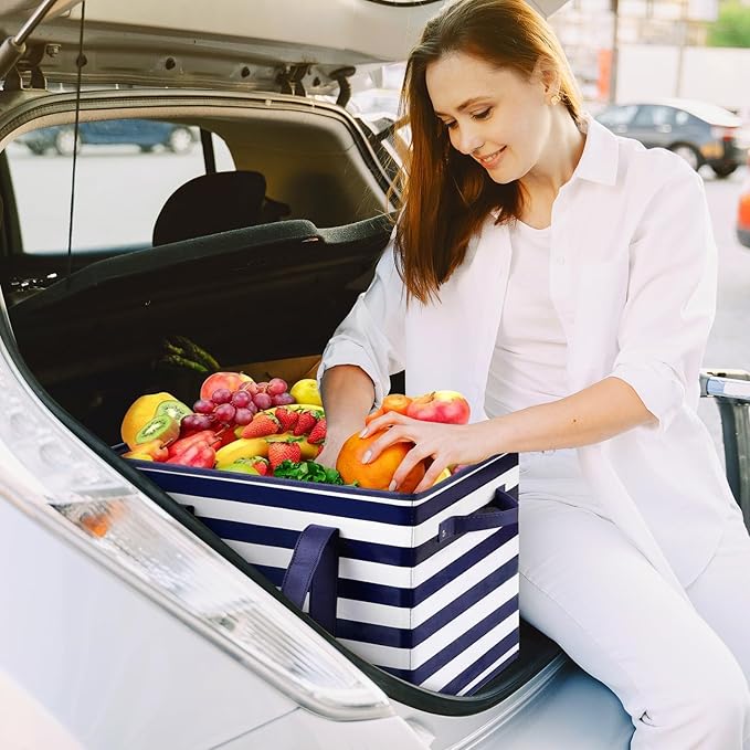 WISELIFE 3 Pack Reusable Grocery Bags Large Water Resistant Grocery Collapsible Heavy Duty Tote Bags for Shopping Picnic