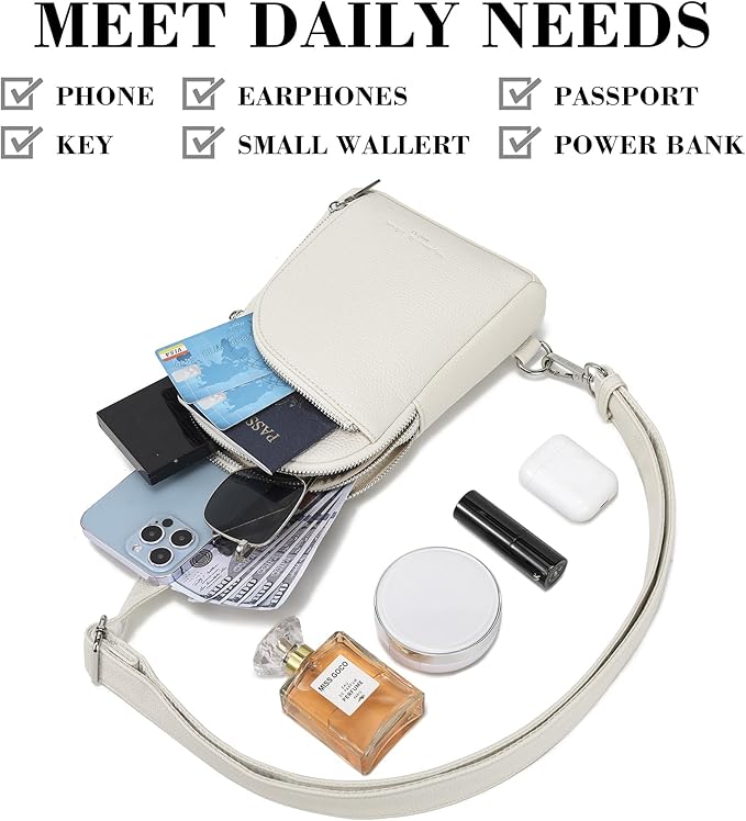 INICAT RFID Blocking Sling Bag Leather Crossbody Bags for Women Fanny Pack Cross Body for Woman Chest Bag for Travel 1.9L