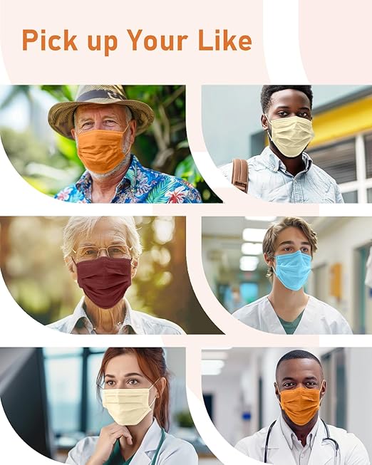 Face Masks Disposable 100 Pack, 4 Ply ASTM Level 3 Medical Grade, Breathable for Adult Outdoor Protection, Individually Wrapped for Home, School & Office, Autumn Symphony