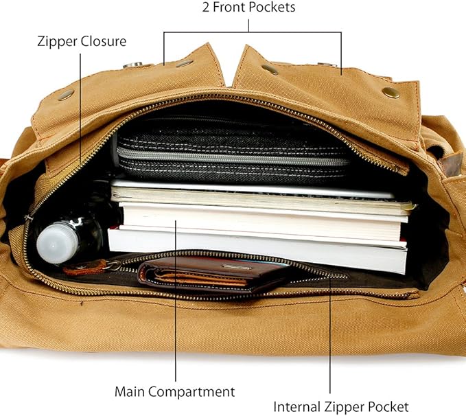 Messenger Bag for Laptop Vintage Canvas Leather Crossbody Satchel Shoulder Computer Bag Travel Office Messenger Bag