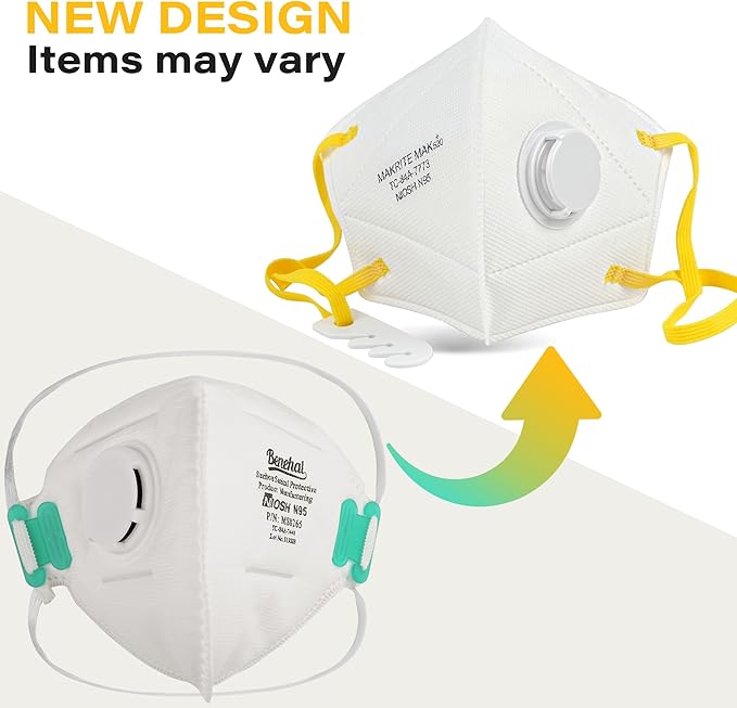LotFancy N95 Mask for Adults, NIOSH Particulate Respirator, N95 Face Mask for Construction, Cleaning, Sanding, Dust Pollution