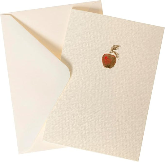 Graphique Apple Cards, Pack of 10 Cards with Envelopes, All Occasion Greetings, Blank Inside, Gold Foil Embossing, La Petite Press Collection Boxed Set, 3.25" x 4.75"