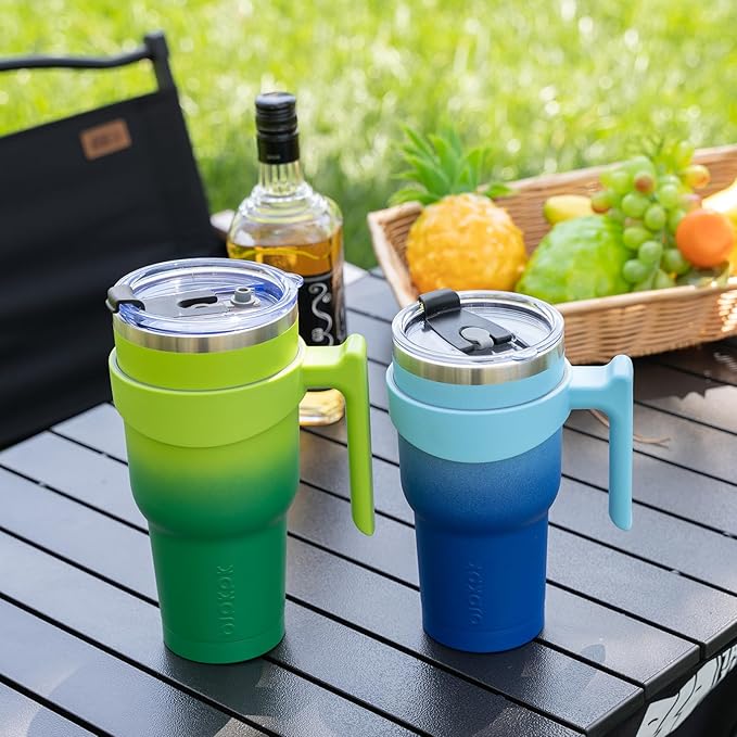 BJPKPK Tumbler With Handle 40 oz Tumbler With Lid And Straw Reusable Stainless Steel Insulated Travel Coffee Cups,Sky