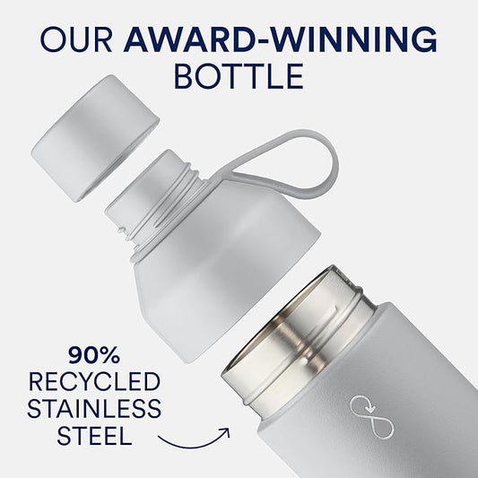 Ocean Bottle Big 34 oz | Stainless Steel Water Bottle | Reusable & Sustainable | Keeps Drinks Cold & Hot | Eco Friendly Gift (Rock Grey)