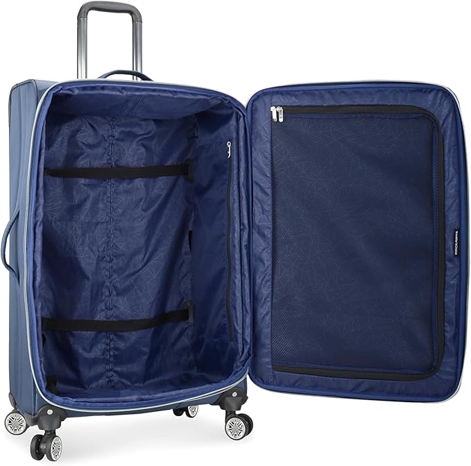 Traveler's Choice Lares Softside Expandable Luggage with Spinner Wheels, Navy, Checked 30-Inch