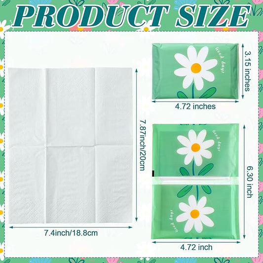 PerKoop 100 Pack Pocket Tissues Travel Slim Packs Small Facial Tissues Wallet Size Toilet Paper for Travel Guest Wedding Supplies, 4 Styles(Cute Floral)