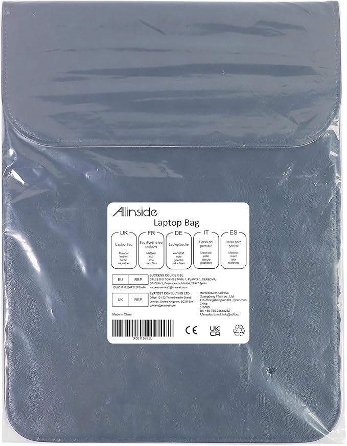 Allinside 13 inch Laptop Sleeve Case for MacBook Air 13 2018-2025/MacBook Pro 13 2016-2022, Waterproof PU Leather Laptop Sleeve Bag Protective Vertical Case Cover, Blue