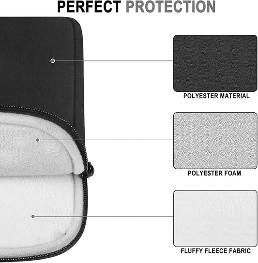 Laptop Sleeve Case 15.6 Inch, Water Resistant Shockproof Protective Computer Cover with Handle, Traveling Carrying Bag with Pocket, Portable Laptop Case Compatible for HP, Dell, Asus, Lenovo, Black