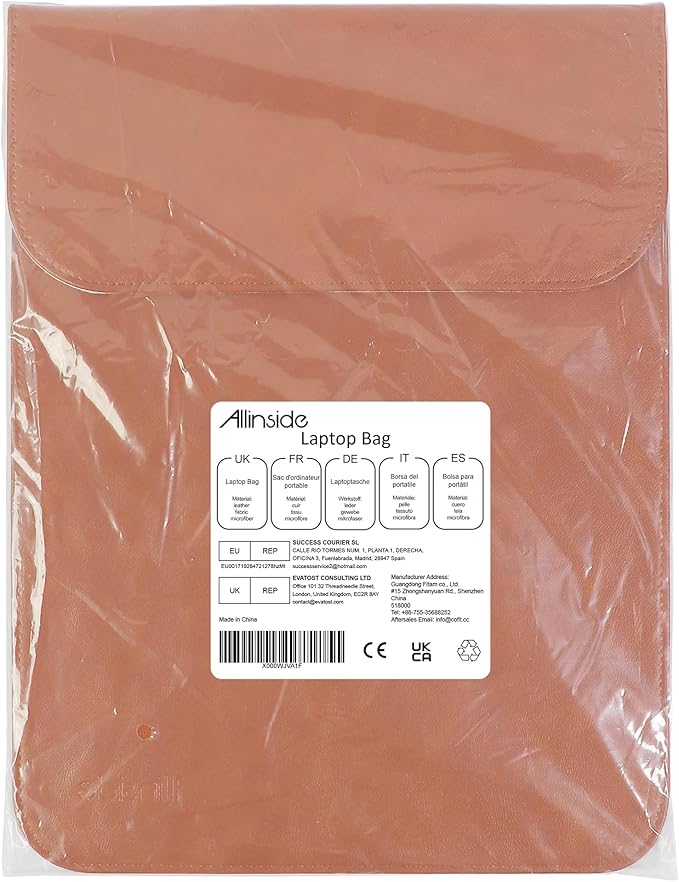 Allinside 13-13.3 inch Laptop Sleeve Case for MacBook Pro 14 2021-2024/MacBook Air 13 2010-2017/MacBook Pro 13 2010-2015, Waterproof PU Leather Laptop Sleeve Bag Protective Vertical Case Cover, Brown
