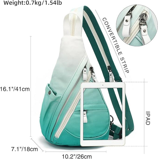 KL928 Canvas Sling Bag - Small Crossbody Backpack Shoulder Casual Daypack Rucksack for Men Women(Large Version)