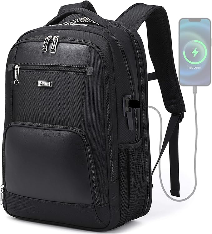 Travel Laptop Backpack for Men Women Black College Mens School Bookbag Men's Work Computer Backpack Business Traveling Back Pack with Charger 17 Inch Laptop Compartment Luggage strap
