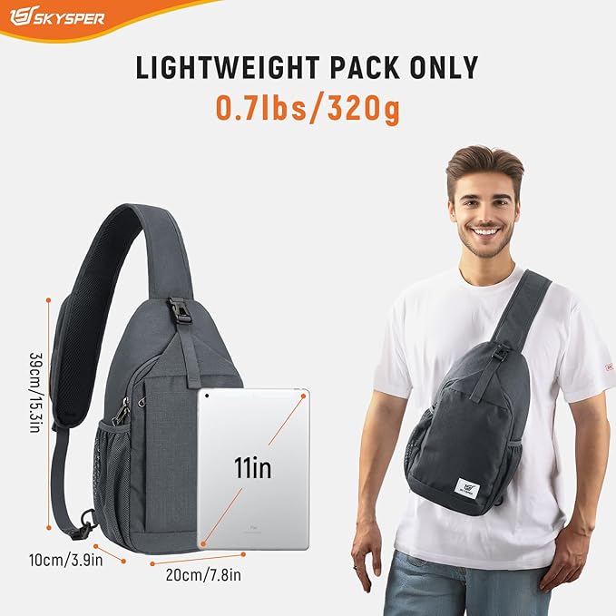 SKYSPER Sling Bag RFID Cross Body Bag Recycled Crossbody Backpack Travel Daypack