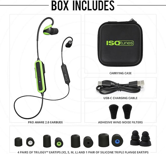 ISOtunes PRO Aware 2.0: Bluetooth Hearing Protection Earbuds with Audio Passthrough for Situational Awareness, IP67 Water and Dust Proof, 26 dB NRR Rating, 15 Hour Battery, High Fidelity Audio