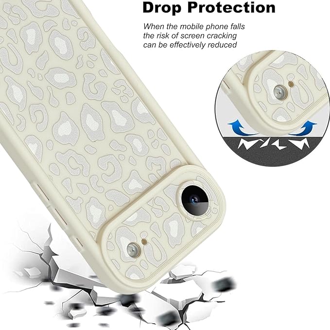 KANGHAR Case Compatible with iPhone Air Leopard Printed Pattern Cute Cheetah Phone Case Soft TPU Shockproof Protective Cover Designed for iPhone Air 6.5 Inch Beige with Gray Prints