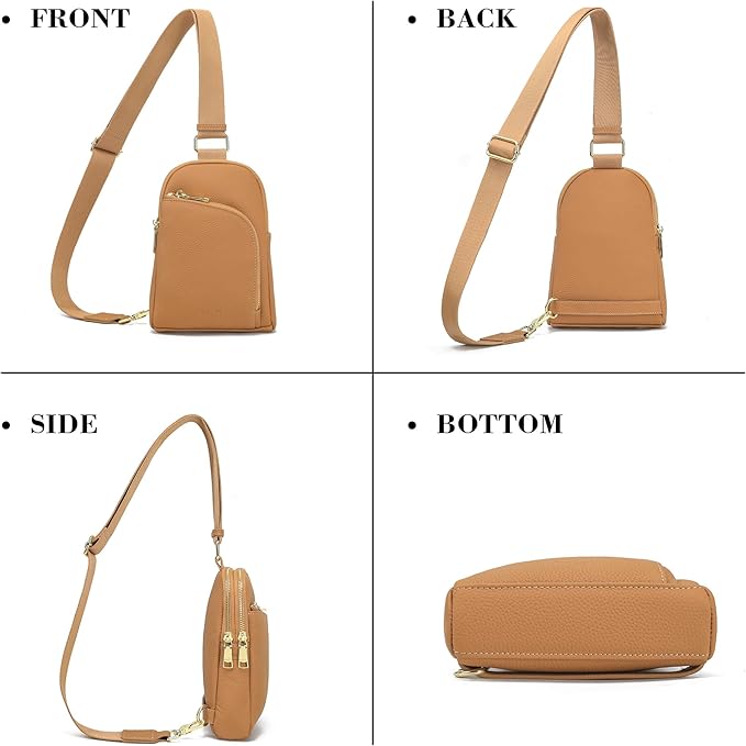 INICAT RFID Blocking Sling Bag Leather Crossbody Bags for Women Fanny Pack Cross Body for Woman Chest Bag for Travel 1.9L