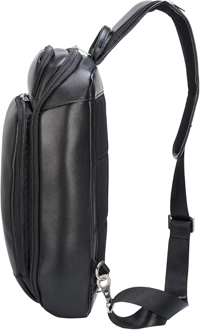 Polare Modern Style Sling Shoulder Bag Men’s Travel/Hiking Daypack with Full Grain Italian Leather and YKK Zippers