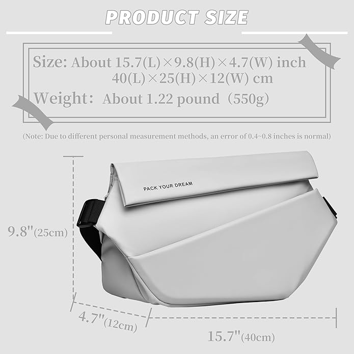 FSD.WG Cross-body bag Shoulder bag Sling Backpack and Crossbody Bags for Men fit 12" iPad Casual Daypack