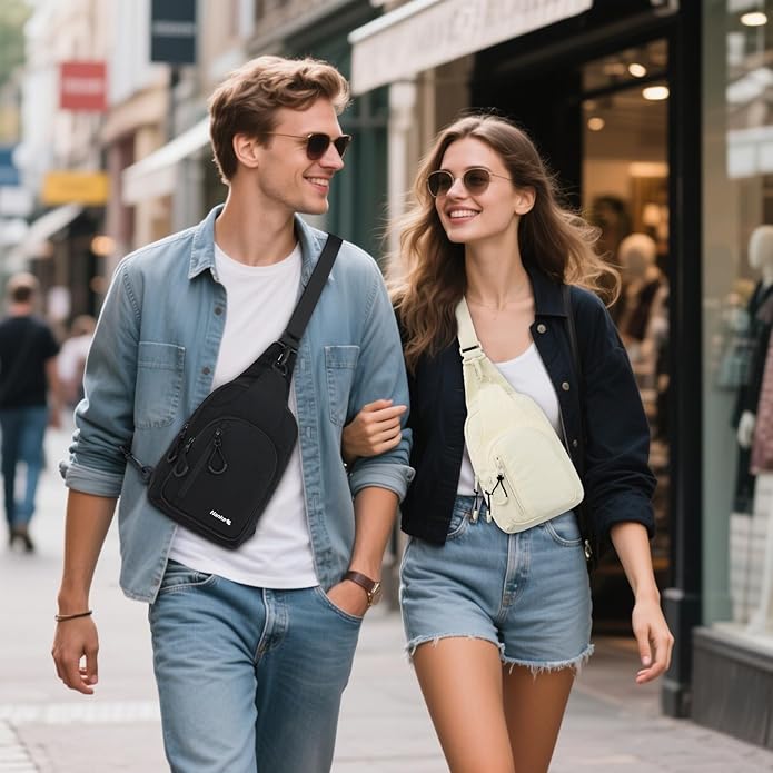 Hanke Crossbody Sling Bag for Women Men, Casual Cross Body Sling Bags, Lightweight Chest Bag for Outdoor Hiking Travel