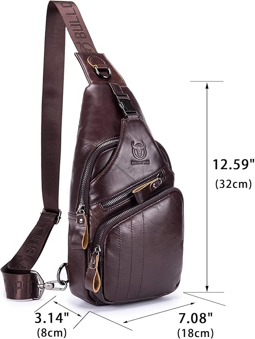 LUKZIJAES Genuine Leather Sling Bag for Men