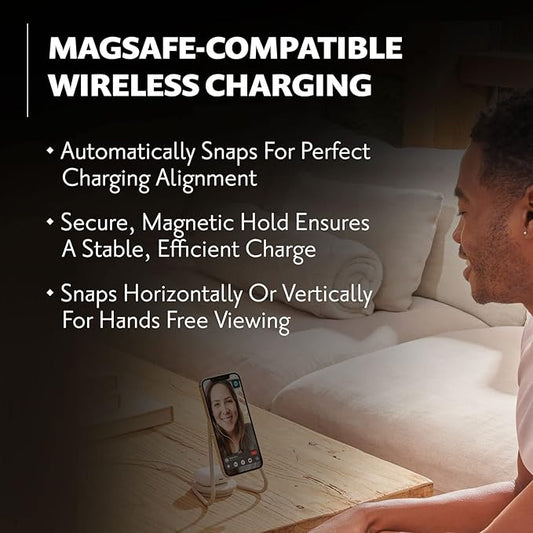 COURANT MAG:2 Wireless Charging Stand - Belgian Linen, 2 in 1 Multi-Device Charger - Magnetic Stand for MagSafe iPhones 16, 15, 14, 13, 12 with Charging Base for AirPod Cases, (Camel)
