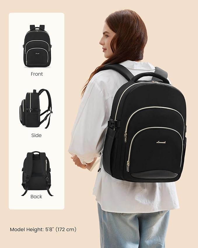 LOVEVOOK Laptop Backpack for Women, 15.6-Inch Work Backpack, Back to School Bookbag for College Student Teen Girls, Casual Personal Item Travel Bag Business Computer Daypack for Teacher Nurse, Gift