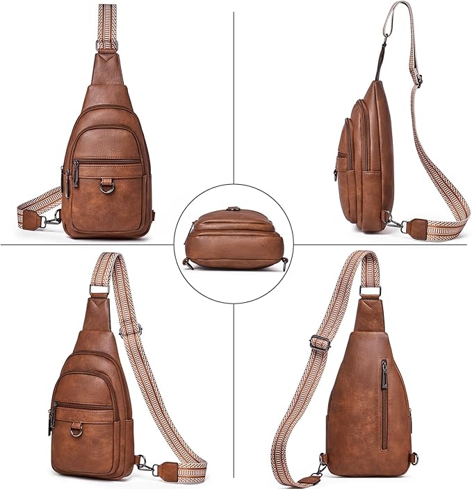 Womens Sling Bag Crossbody Bags for Women Vegan Leather Sling Backpack Daypack Fanny Pack Crossbody Purse Travel