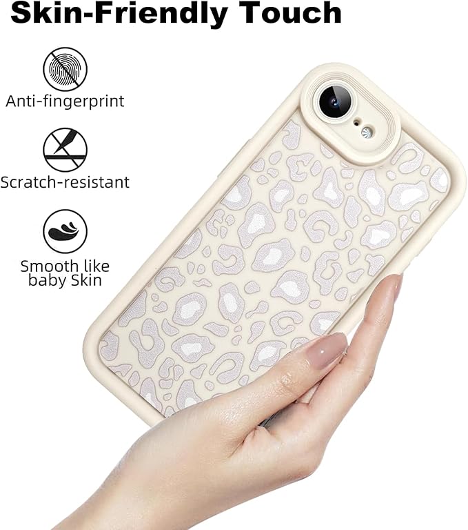 KANGHAR Case for iPhone 16e Leopard Printed Pattern Cute Cheetah Phone Case Soft TPU Shockproof Protective Cover for iPhone 16e 6.1 Inch Beige with Gray Prints