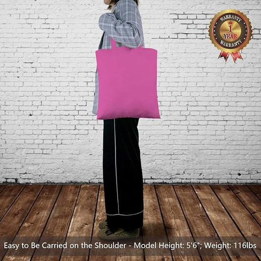 TOPDesign 12-Pack Economical 16"x15" Pink Cotton Tote Bag, Lightweight Medium Reusable Grocery Shopping Cloth Bags, Suitable for DIY, Advertising, Promotion, Gift, Activity