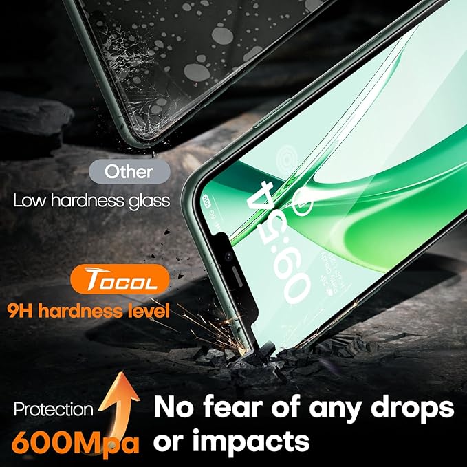 TOCOL for iPhone 11 Pro Max Screen Protector 9H Hardness Military Grade Shatterproof HD Tempered Glass Full Coverage Easy Installation Case Friendly 2 Pack