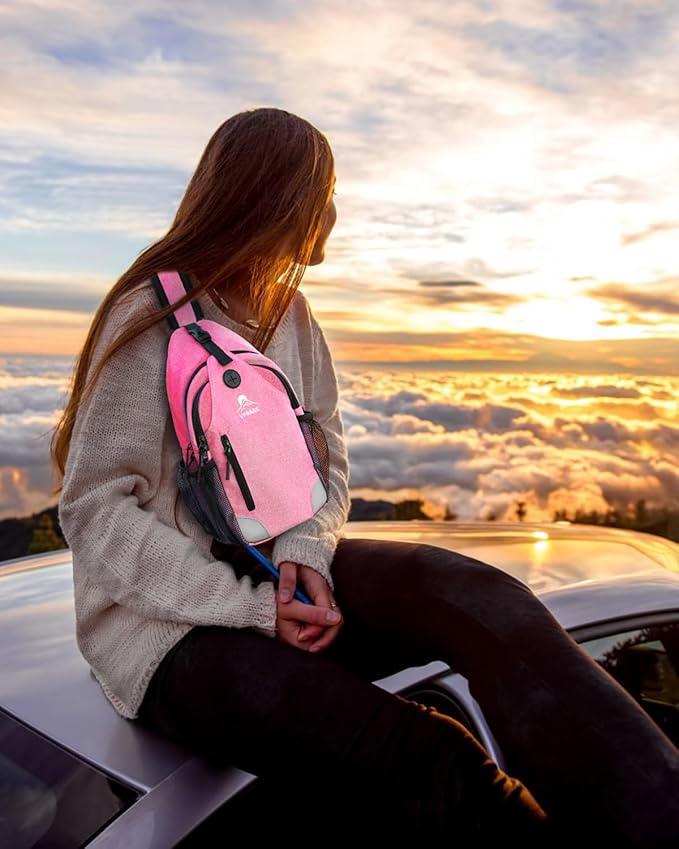 Sling Bag for Women, Crossbody Bag for Men, Cross Body Hiking Backpack, Travel Daypack, Chest Pack with Chest Phone Holder