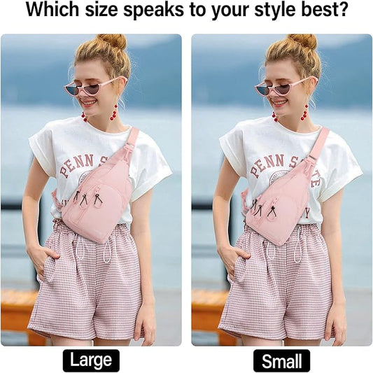 Hanke Crossbody Sling Bag for Women Men, Casual Cross Body Sling Bags, Lightweight Chest Bag for Outdoor Hiking Travel