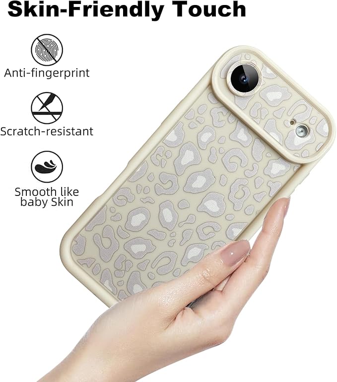 KANGHAR Case Compatible with iPhone Air Leopard Printed Pattern Cute Cheetah Phone Case Soft TPU Shockproof Protective Cover Designed for iPhone Air 6.5 Inch Beige with Gray Prints