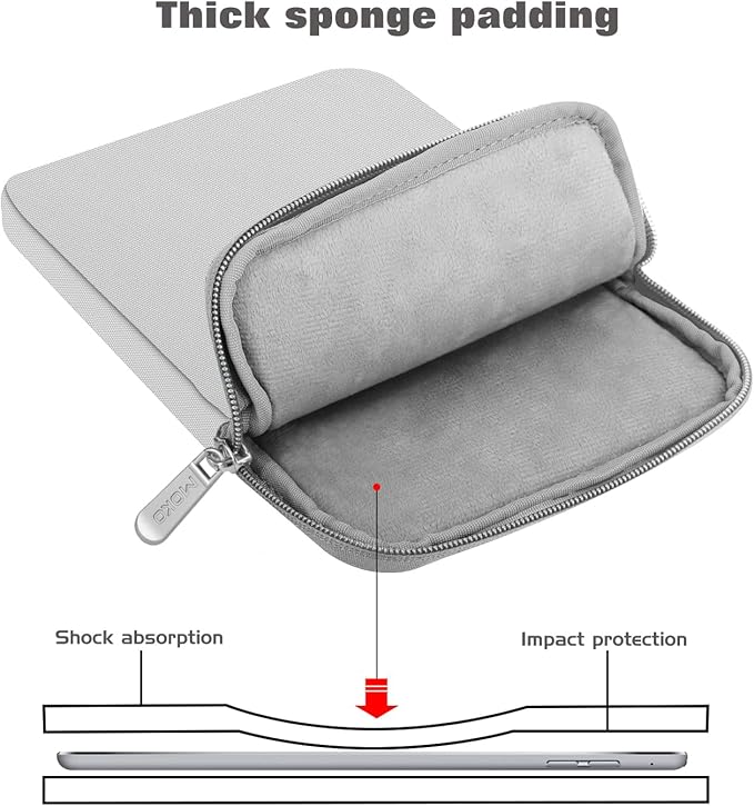 MoKo 9-11 Inch Tablet Sleeve Bag Carrying Case Fits New 11 inch iPad Air M3, iPad A16 2025, iPadPro 11 M4, Air 5/4/3, iPad10/9/8th Gen, Tab S8/S9 11", Gray + White