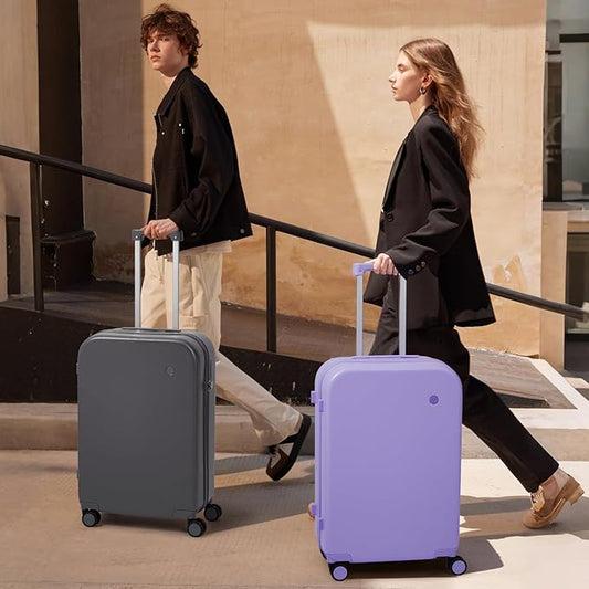 mixi Carry on Luggage, 20'' Suitcase Spinner Wheels Luggage Hardshell Lightweight Rolling Suitcases PC with Cover & TSA Lock for Business Travel, Rock Gray