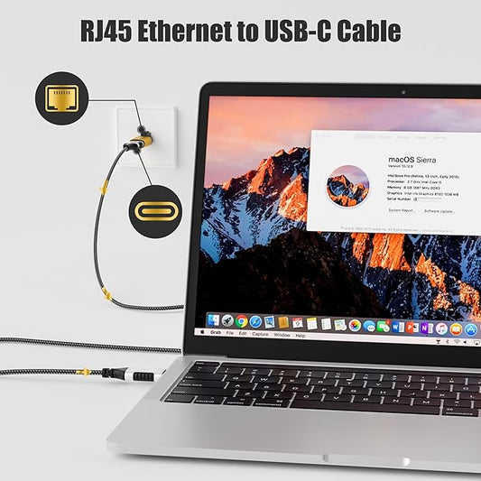 USB C to Ethernet Adapter, New Idea RJ45 Male to USB C Female Network LAN Adapter, Built-in Smart Chip, Simply Insert Daily Charging Cables to Access The Internet
