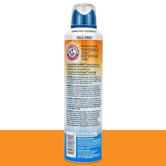 Arm & Hammer Invisible Foot Powder Spray, Clear Talc-Free Foot Odor & Sweat Control, Foot Spray Odor Eliminator Spray, Foot Odor Eliminator For Men & Women, Foot Odor Spray, 7 Oz (3 Pack)
