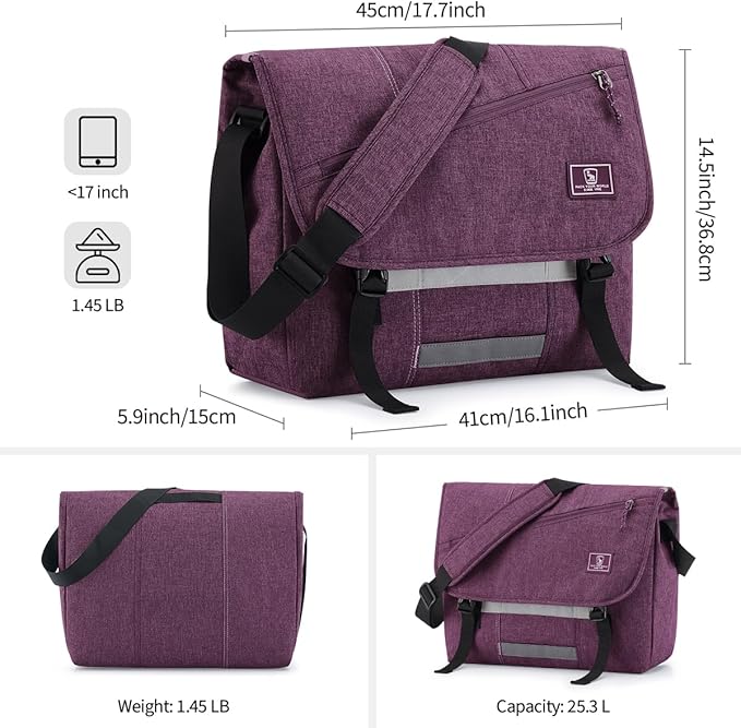 OIWAS Messenger Bag for Women, 17 Inch Laptop Crossbody Bags Men Casual Satchel Shoulder Bag College Travel Office Briefcase