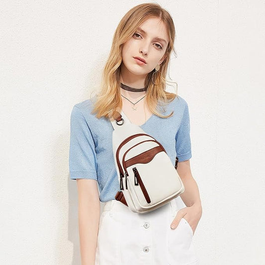 Womens Sling Bag Crossbody Bags for Women Vegan Leather Sling Backpack Daypack Fanny Pack Crossbody Purse Travel