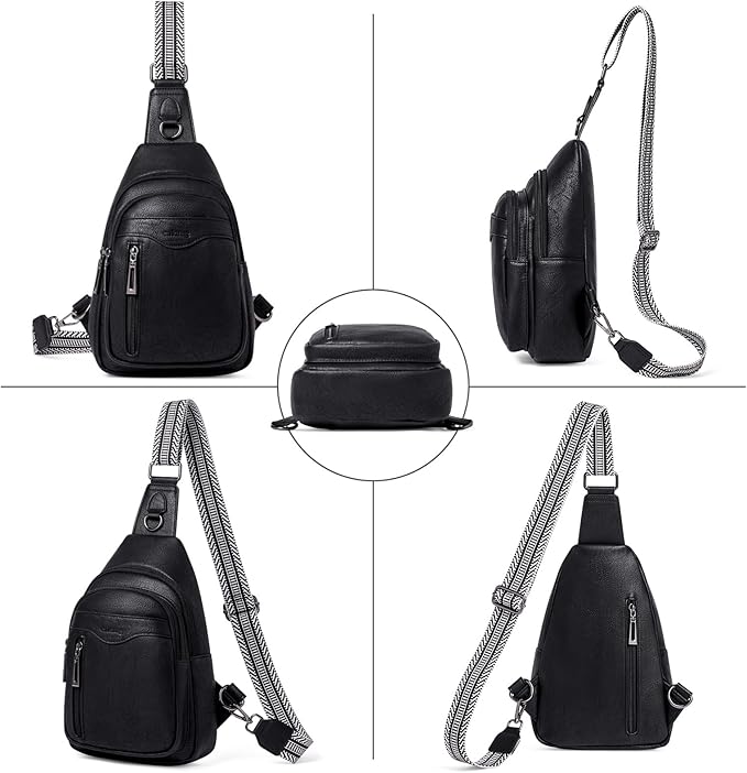 Womens Sling Bag Crossbody Bags for Women Vegan Leather Sling Backpack Daypack Fanny Pack Crossbody Purse Travel