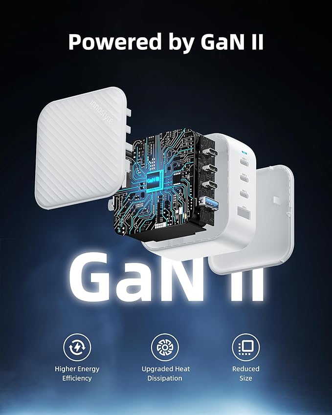 100W USB C Charger, 4-Port Foldable GaN II Wall Charger - Fast Charging for iPhone 17/16/15, MacBook Pro, Galaxy S25, iPad - 100-240V Global Voltage, Short Circuit Protection