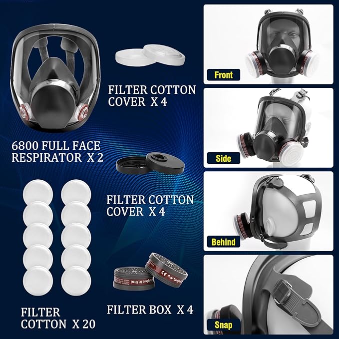 Gas Masks Survival Nuclear and Chemical, Full Face Gas Mask with Activated Carbon Filter