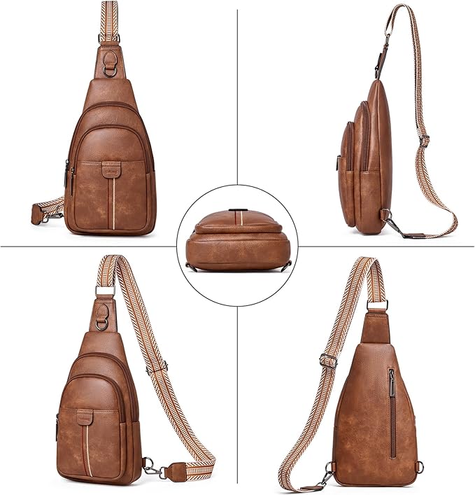 Womens Sling Bag Crossbody Bags for Women Vegan Leather Sling Backpack Daypack Fanny Pack Crossbody Purse Travel