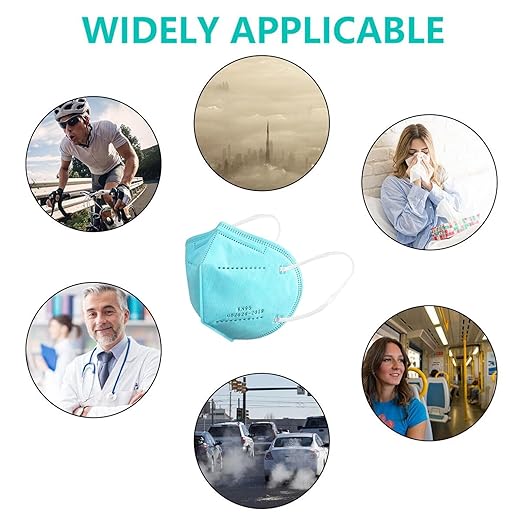 KN95 Face Masks 100 PCS, 5-Ply KN95 Blue Masks,Breathable Protection Masks, Individually Wrapped, Cup Dust Safety Mask