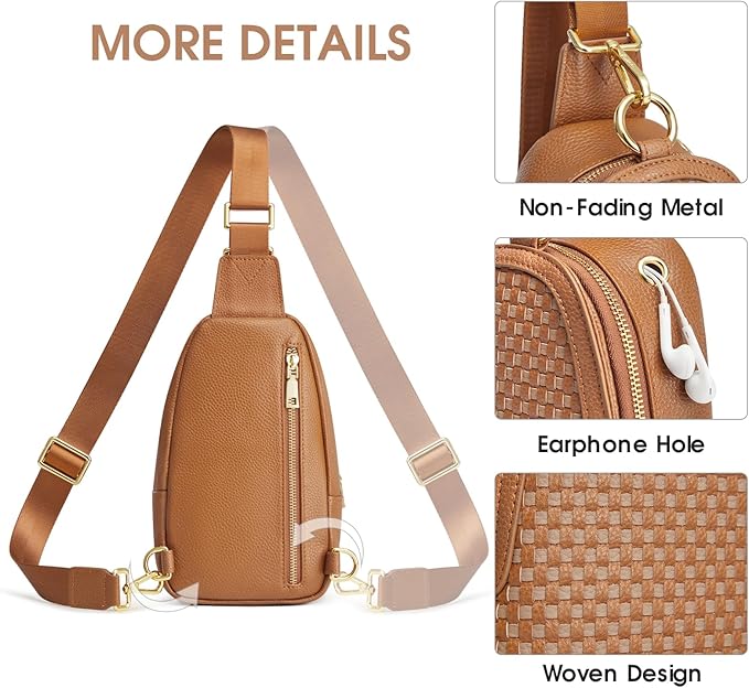 Kattee Sling Crossbody Bag for Women, Leather Fanny Pack Crossbody Sling Bags, RFID Purse Chest Bag Small Daypack for Women