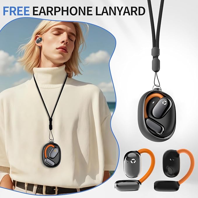 True Open Ear Earbuds Wireless Headphones with Enhanced Sound,Secure Fit, Lightweight Design, IPX4 Waterproof, DNC Mics, Bluetooth 5.4, Punchy Bass, Ideal Earphone for Running, Gym, Workouts