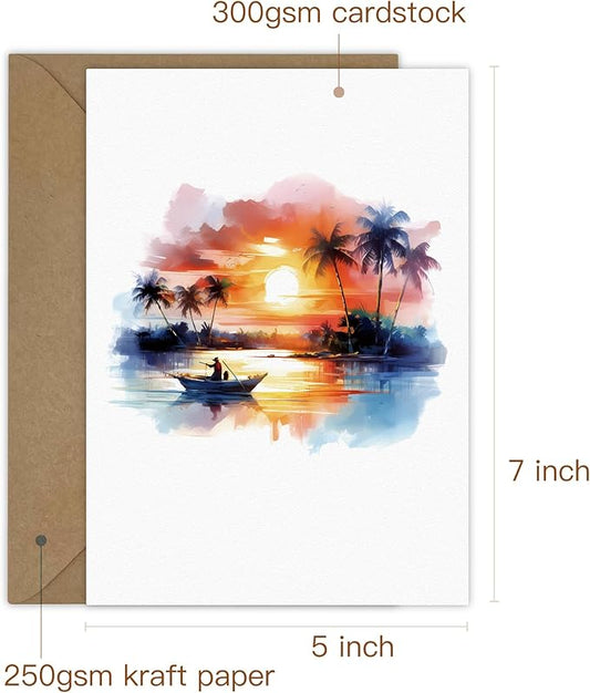 25 Watercolor Landscape Greeting Cards All Occasion Blank Note Cards with Envelopes (Landscape 5x5)