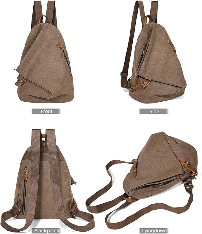 KL928 Canvas Vintage Backpack – Large Casual Daypack Outdoor Travel Rucksack Hiking Backpacks for Men Women