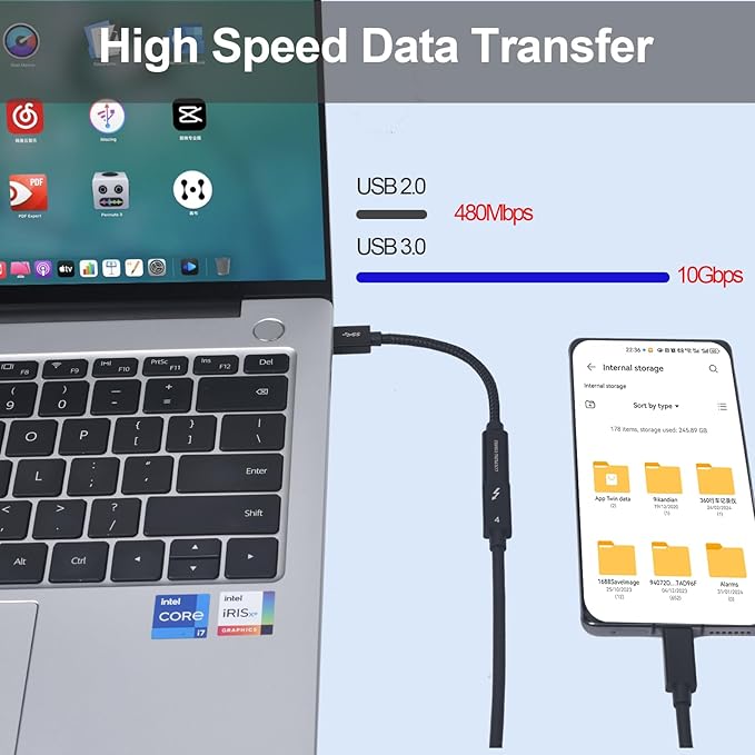 USB to USB C Adapter, Transfer up to 10Gbps,USB to Type C Charger Cable Adapter,Compatible with MacBook/iMac/iPad/iPhone 15 Series, Galaxy Note S24 Series(2pcs Black)