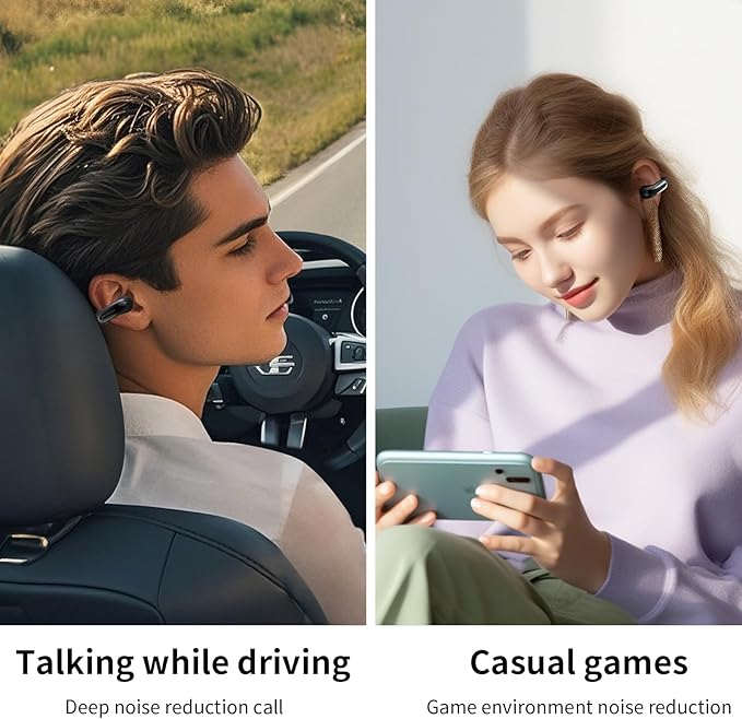 Open Ear Earbuds,Bluetooth 5.4Wireless Headphones,Lightweight Comfort Clip-On Earbuds with Mic for Clear Calls,36H Playtime,Touch Control,IPX5 Waterproof,Fit for Running Cycling Glasses Wearers