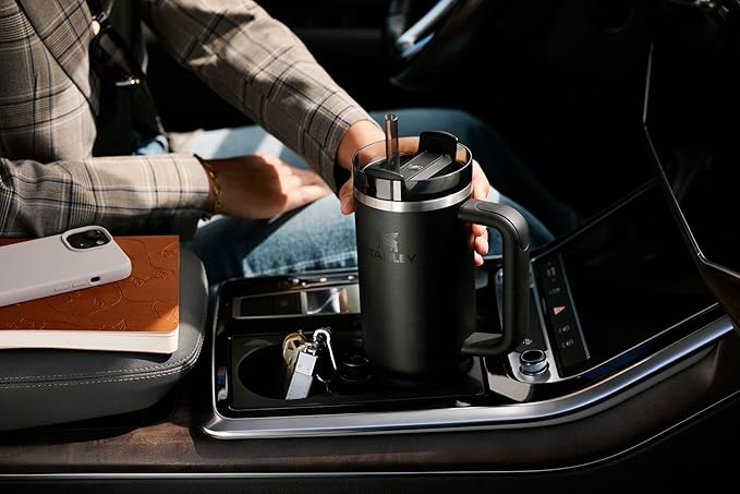 Stanley Quencher H2.0 Tumbler with Handle and Straw 40 oz | Flowstate 3-Position Lid | Cup Holder Compatible for Travel | Insulated Stainless Steel Cup | BPA-Free | Violet Blossom